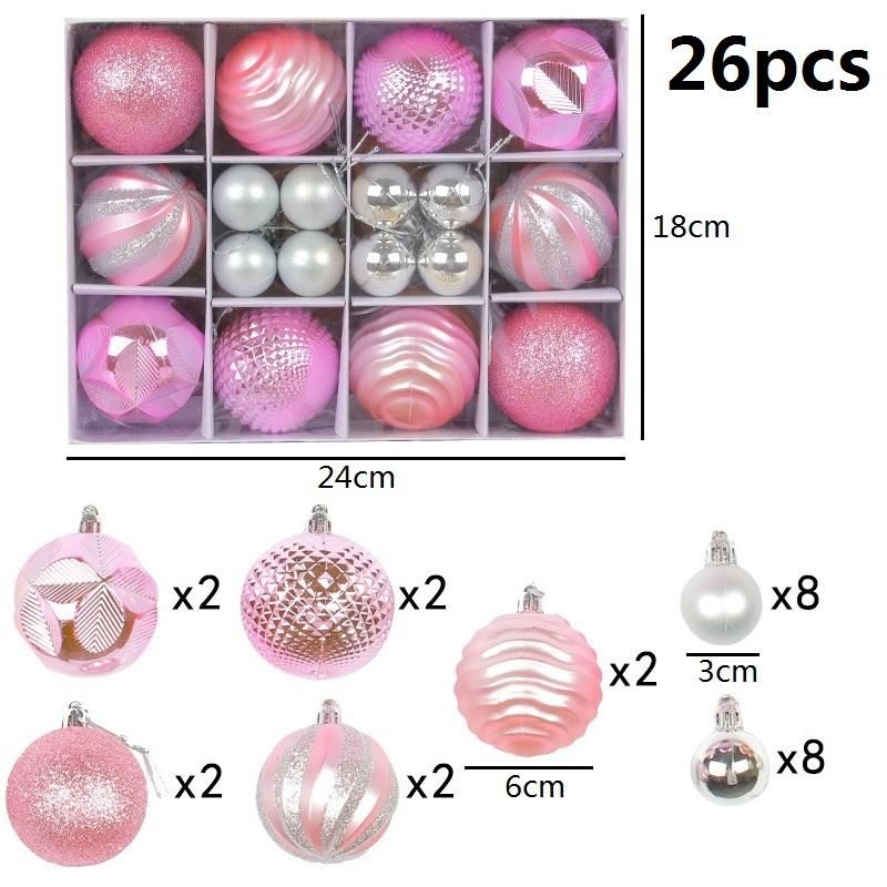 3 -Pink -Silber -26pcs 6 cm