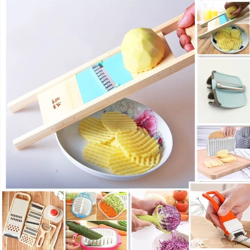 Wooden Potato Slicer & Vegetable Grater By SubliTools Corrugated Net Chopper,  Wave Knife, Chipper, Salad Shredder, Peeler & Masher. Ideal For Kitchen &  Cooking. From Smyy7, $2.38