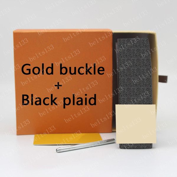 #05 damier black+gold buckle