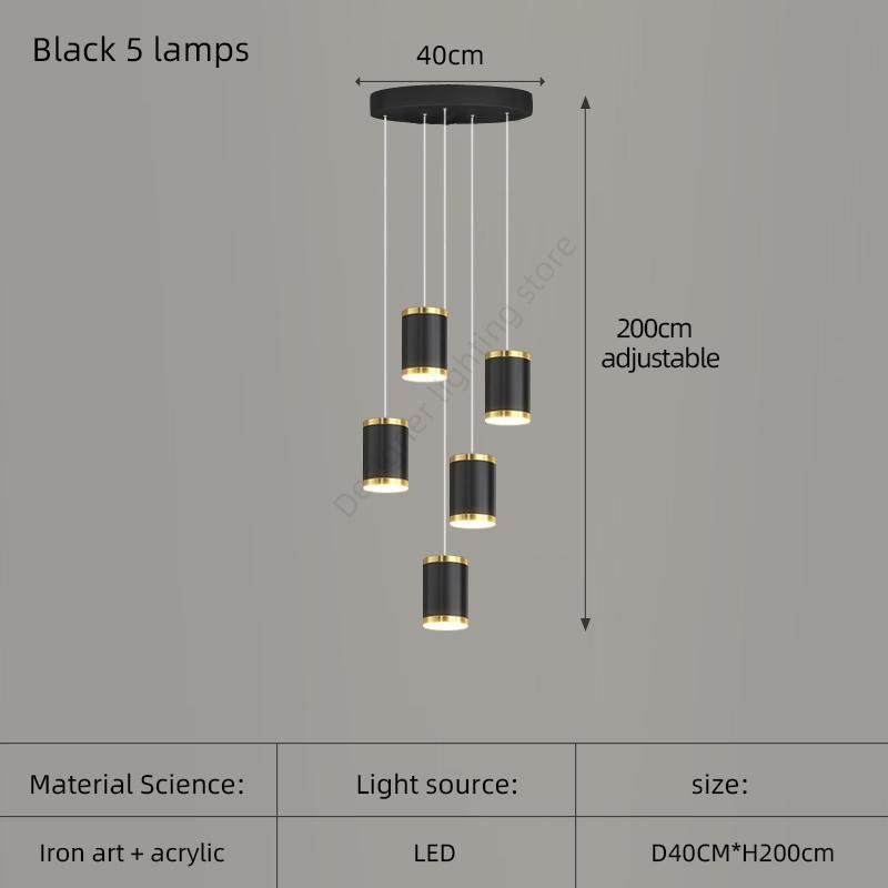 Черные 5 ламп белый свет