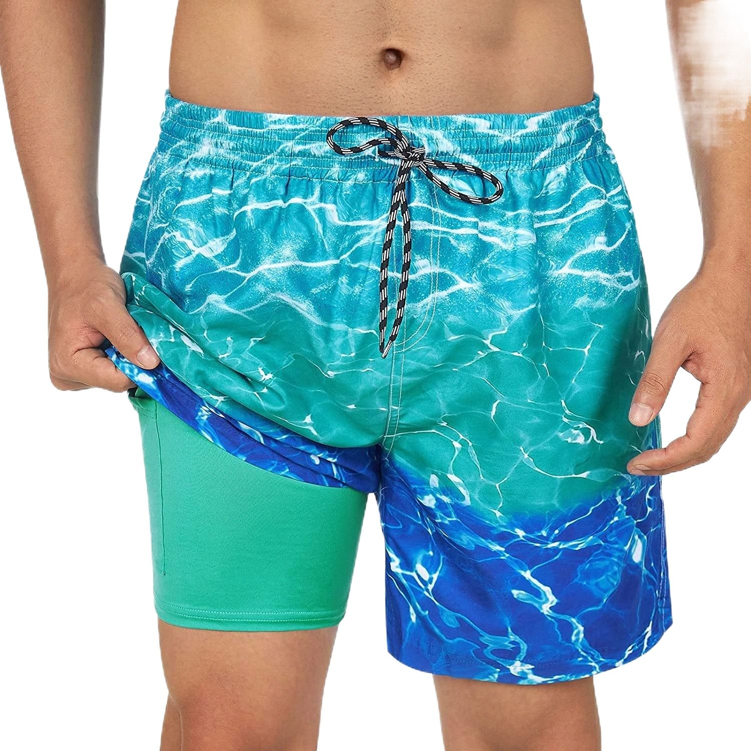 mens bathing suits with boxer liner