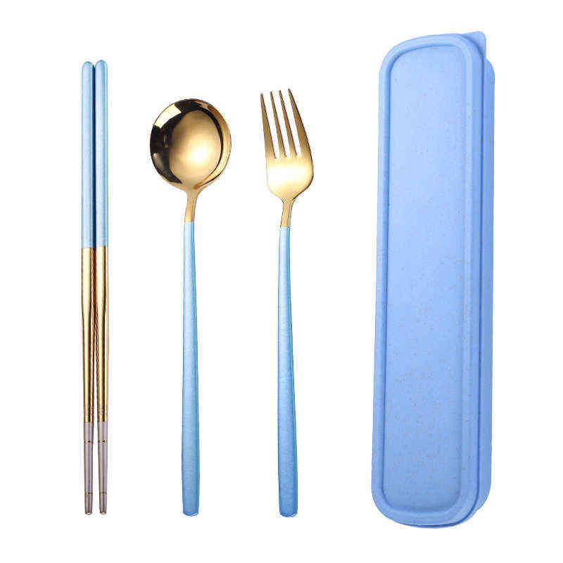 3pcs Set Blue Gold