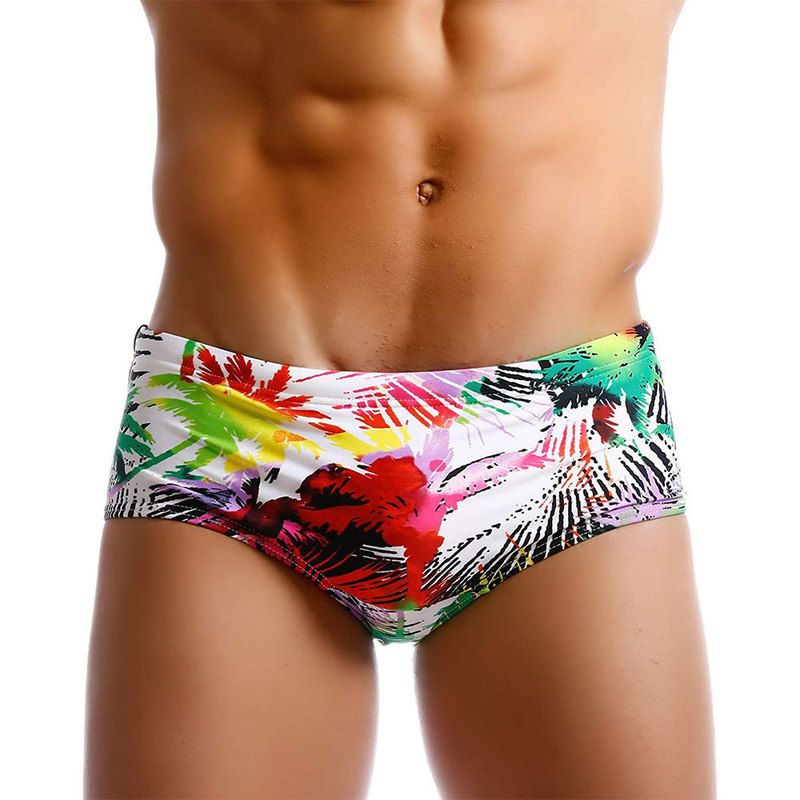 Men Swimwear Palm Multicolor Swimming Trunks Briefs Bikini Board