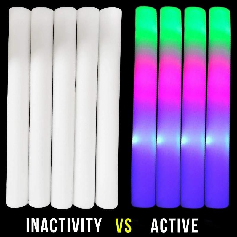 20Pcs LED Foam Sticks White Light Glow Effect Wedding Party Supplies Cheer  Baton
