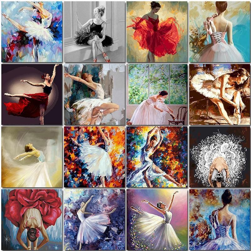 Colorful Ballet Dancer Painting By Numbers Kit DIY Acrylic Paint