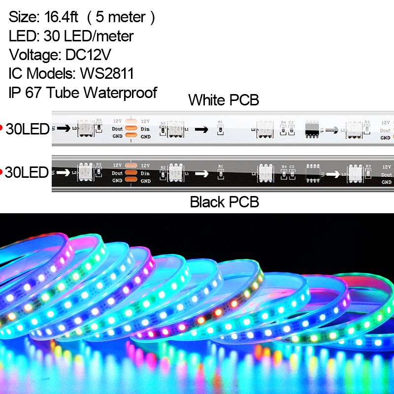 5メートル/ロール30LED / M IP67チューブ防水