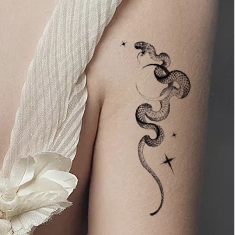 Waterproof Red Black Snake Tattoo Stickers for Women Men Arm Neck Leg  Temporary Tattoos Body Waist