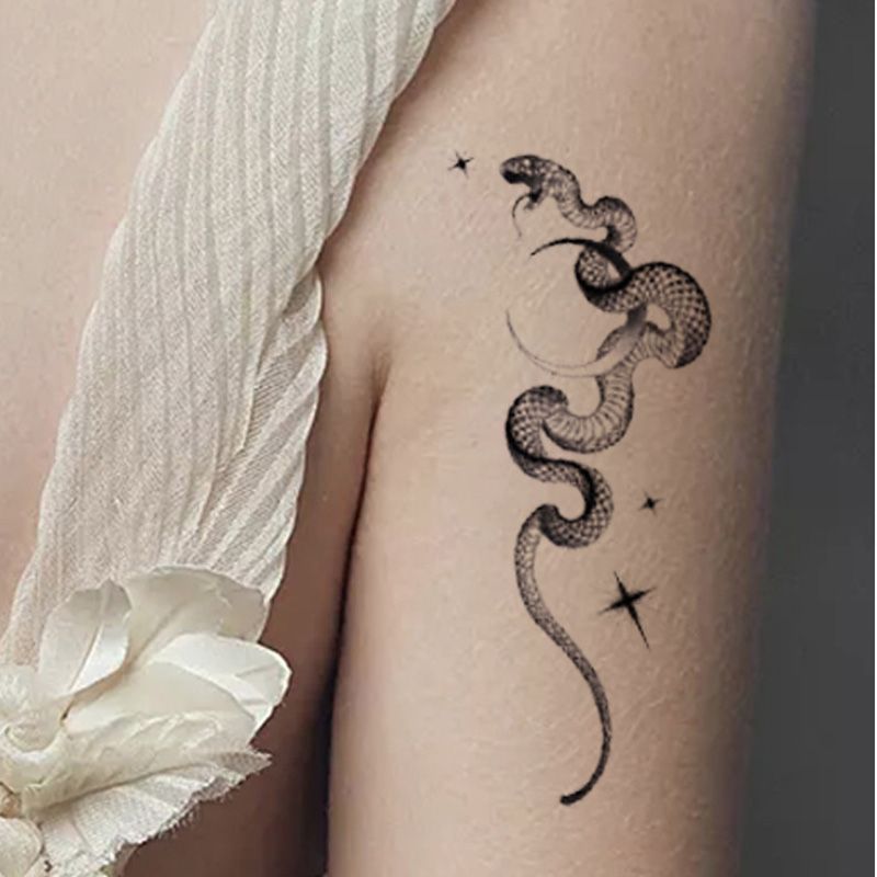 Waterproof Red Black Snake Tattoo Stickers for Women Men Arm Neck Leg Temporary Tattoos Body Waist Waterproof Red Black Snake Tattoo Stickers for Women Men Arm Neck Leg Temporary Tattoos Body Waist