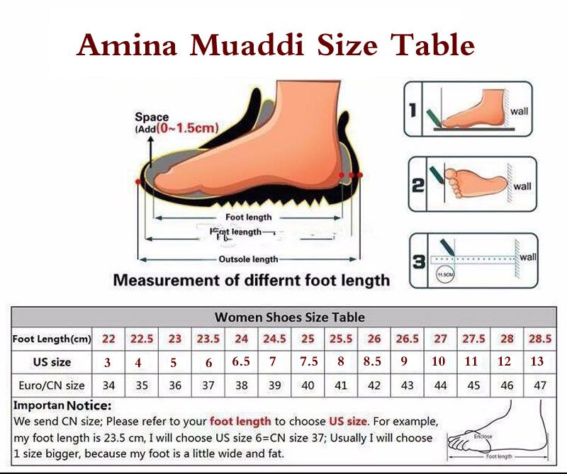 Amina Muaddiサイズの参照チャート