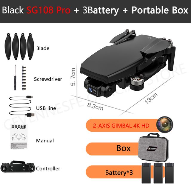 SG108 Pro Black+3*بطارية