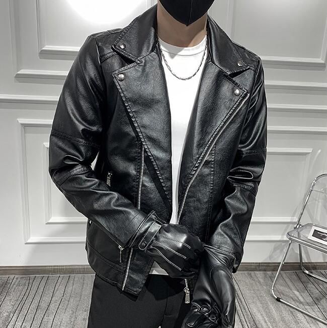 Chaquetas de cuero PU Black Green Spring Fashion Down Slim Fit Abrigos casuales