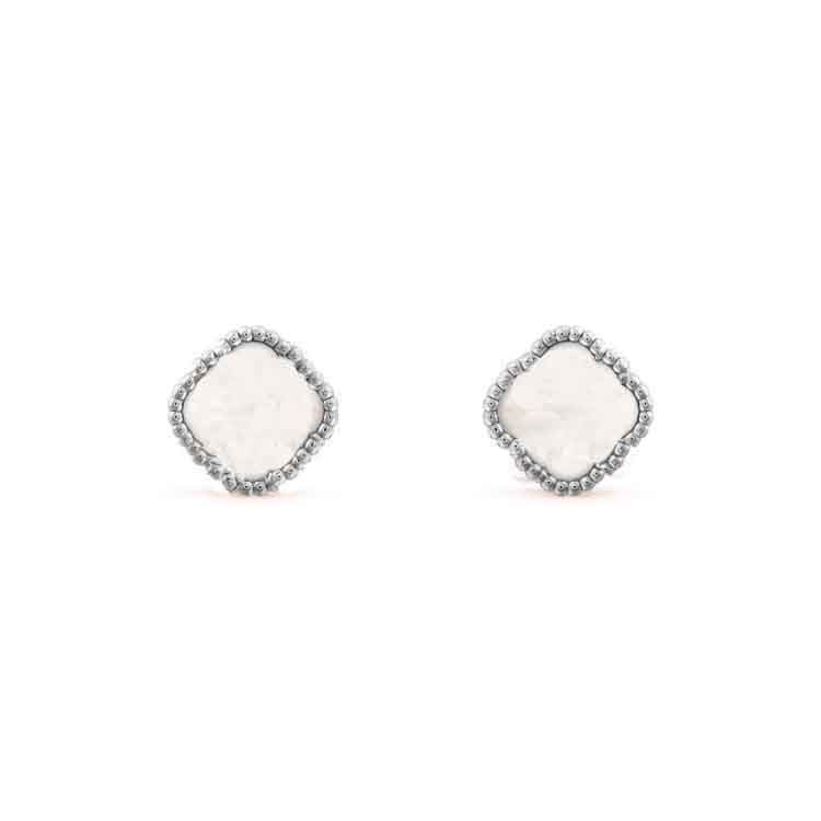 Boucles d'oreilles # argent + blanc