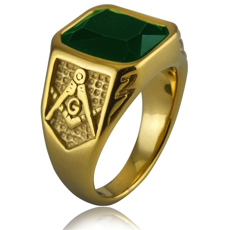 Gold with Green stone