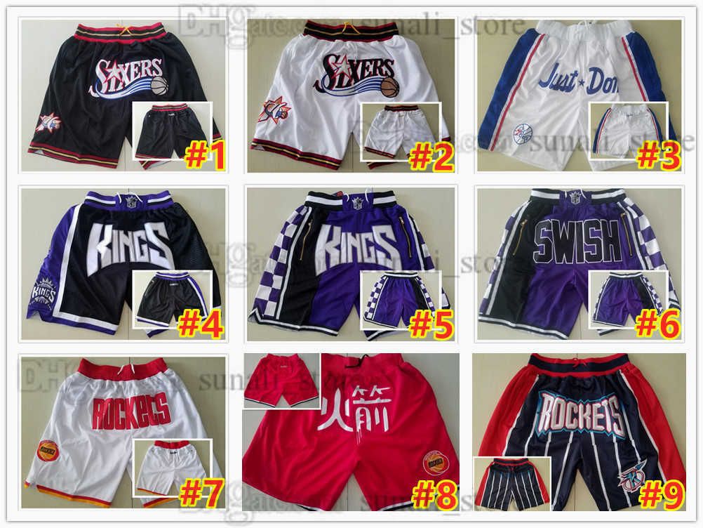NCAA Men Basketball Shorts JUST DON Pocket Retro Team Stitched JustDon Hip Pop Pant With Pockets