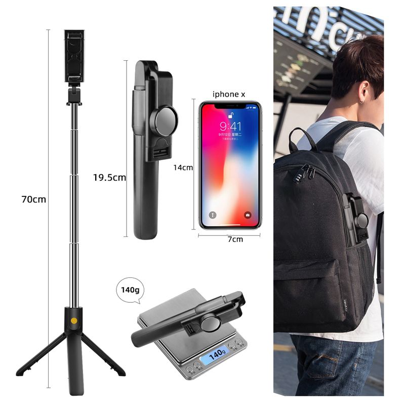 Utdragbart Selfie Stick-stativ med trådlös fjärrlucka för iPhone, Android,  Samsung