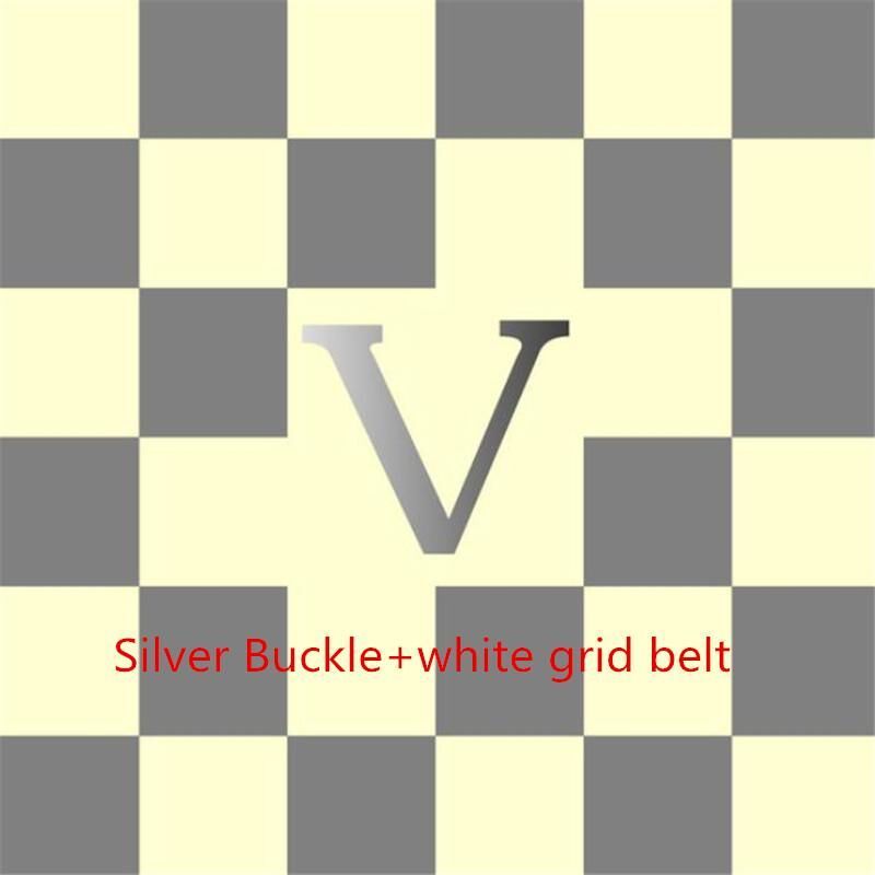 9 # Damier White Belt + Silver Buckle
