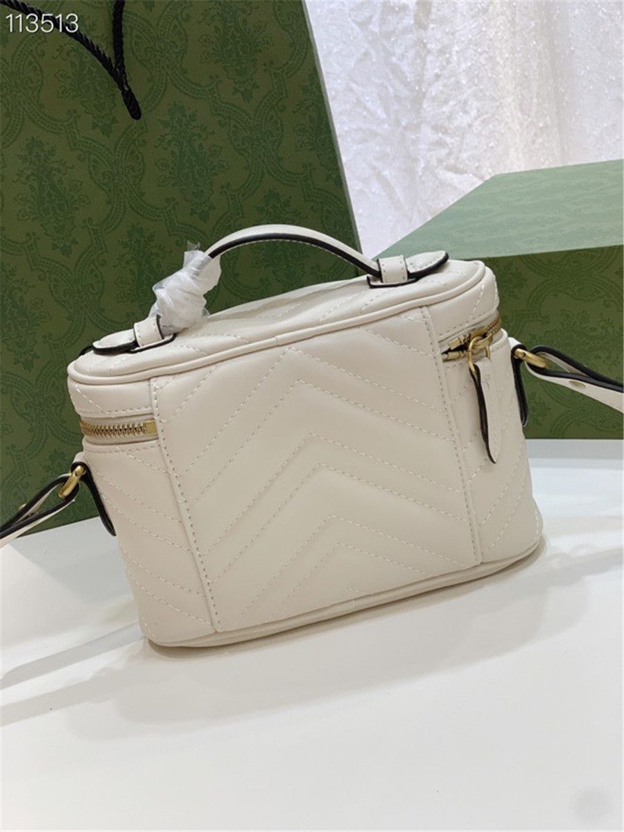 Designer White Quilted Leather Bag Cosmetic Case Luxury Handbag For