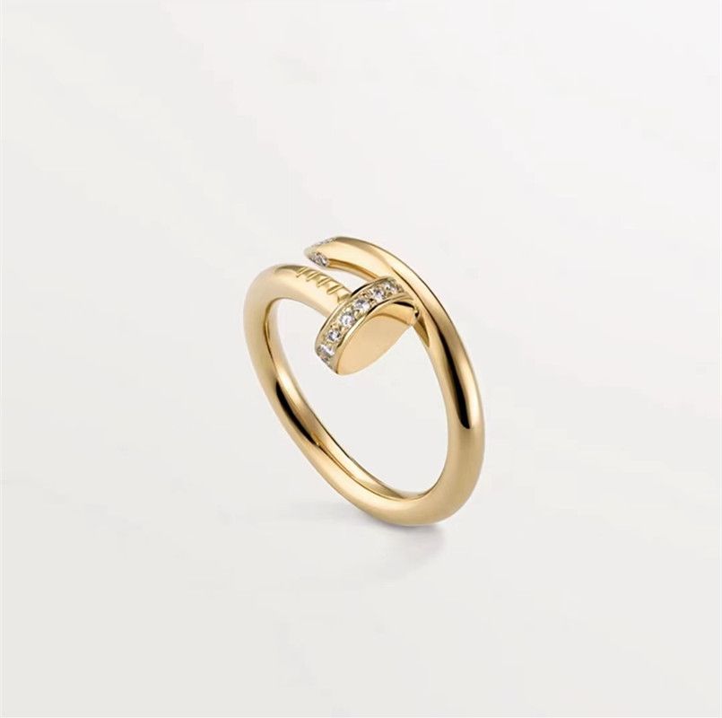 gold nail ring with diamond