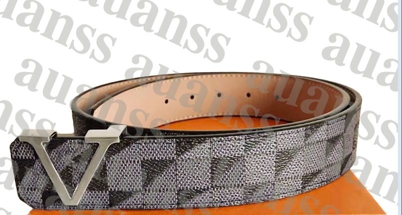 3#Damier Black belt+silver buckle