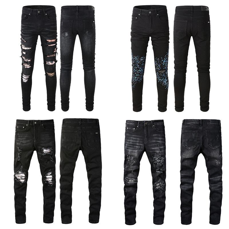 mens black distressed jeans