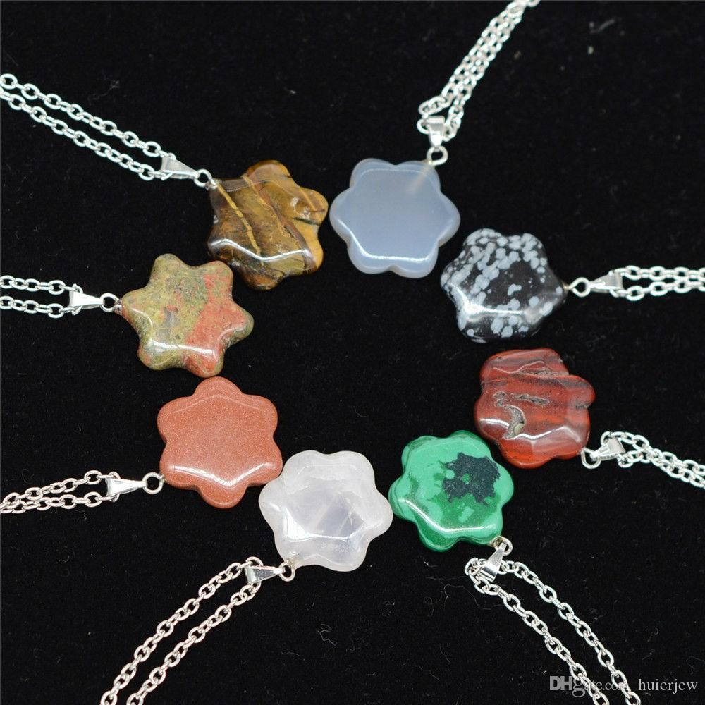 Flower Natural Stone Chain Necklaces
