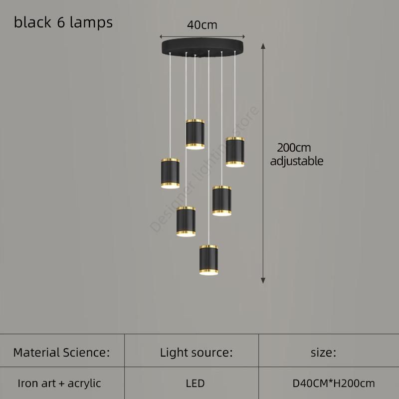 Черные 6 ламп белый свет
