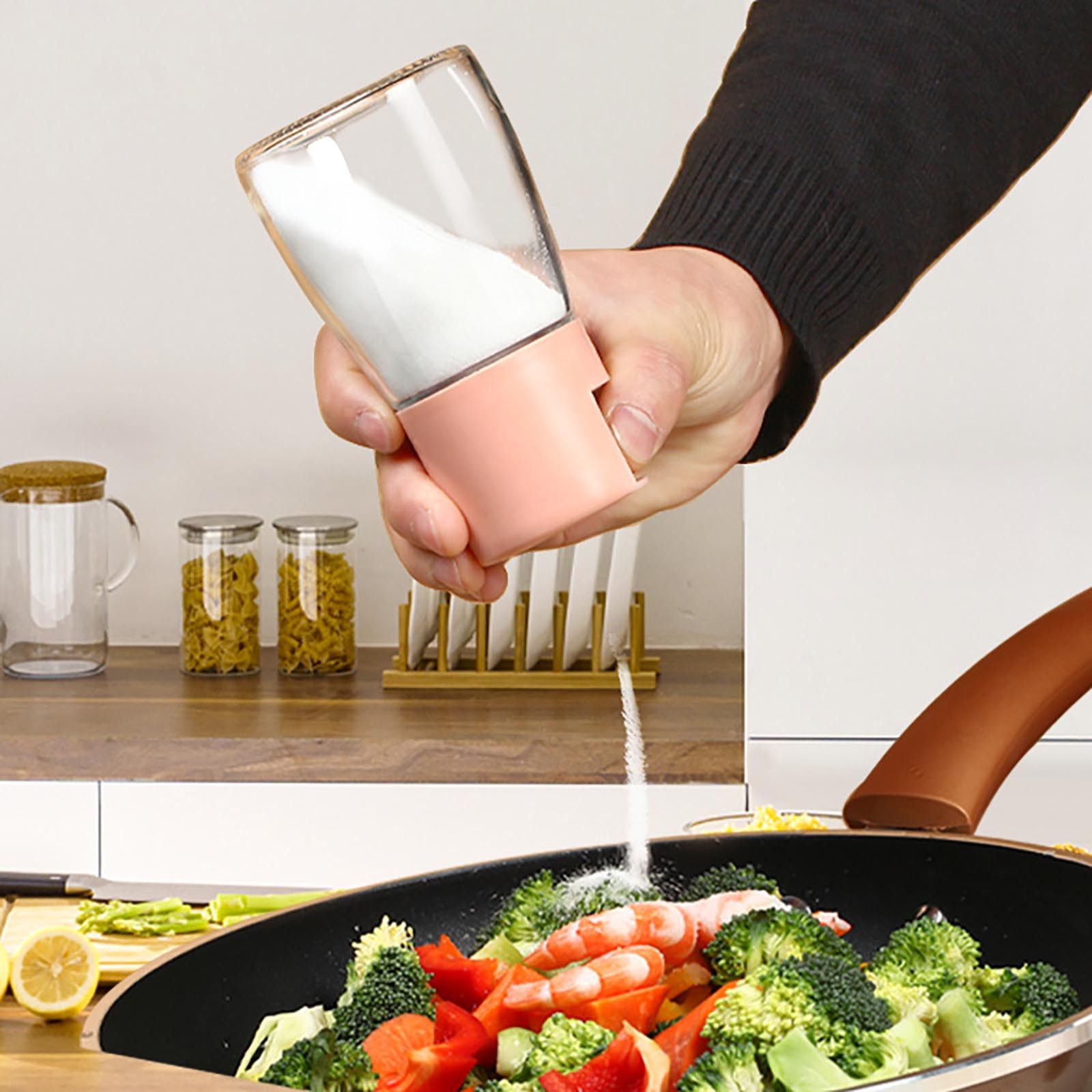 Quantitative Salt Shaker With Press Design, Kitchen Seasoning Jar