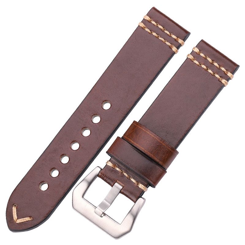 Brown Silver Buckle-24mm