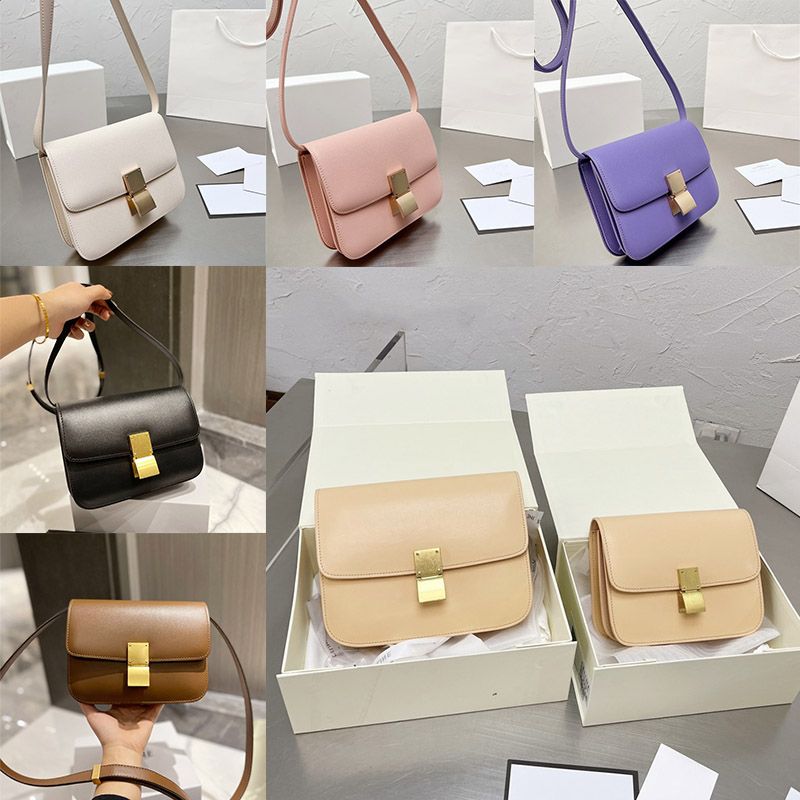 Designer High Quality Leather Tofu Classic Box Bags Women Lady Shoulder  Luxurious Messenger Gray White Blue Black Purple Celin Crossbody Bag From  So_goods, $63.26