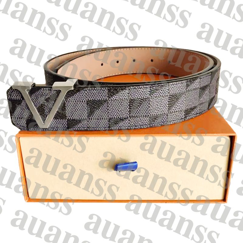 3 # Damier Black Belt + Silver Buckle