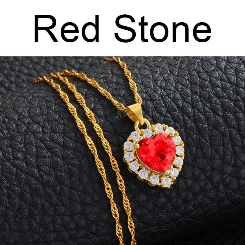 Red Stone 45cm Thin Chain