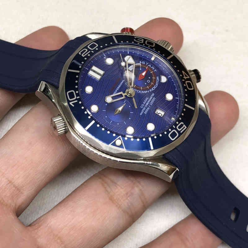 Sailboat blue red eye mechanical watch