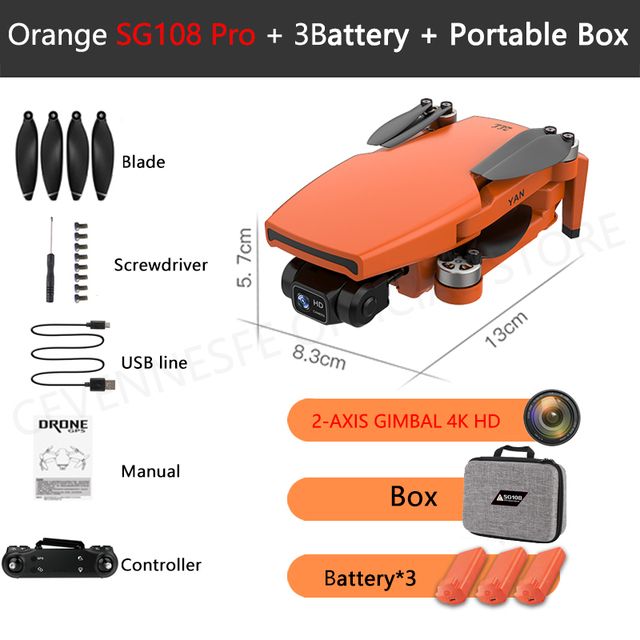 SG108 Pro Orange + 3 * Batterie