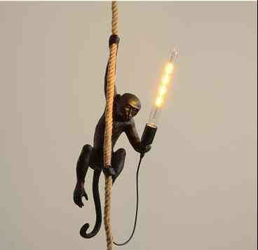 Black chandelier monkey hemp rope