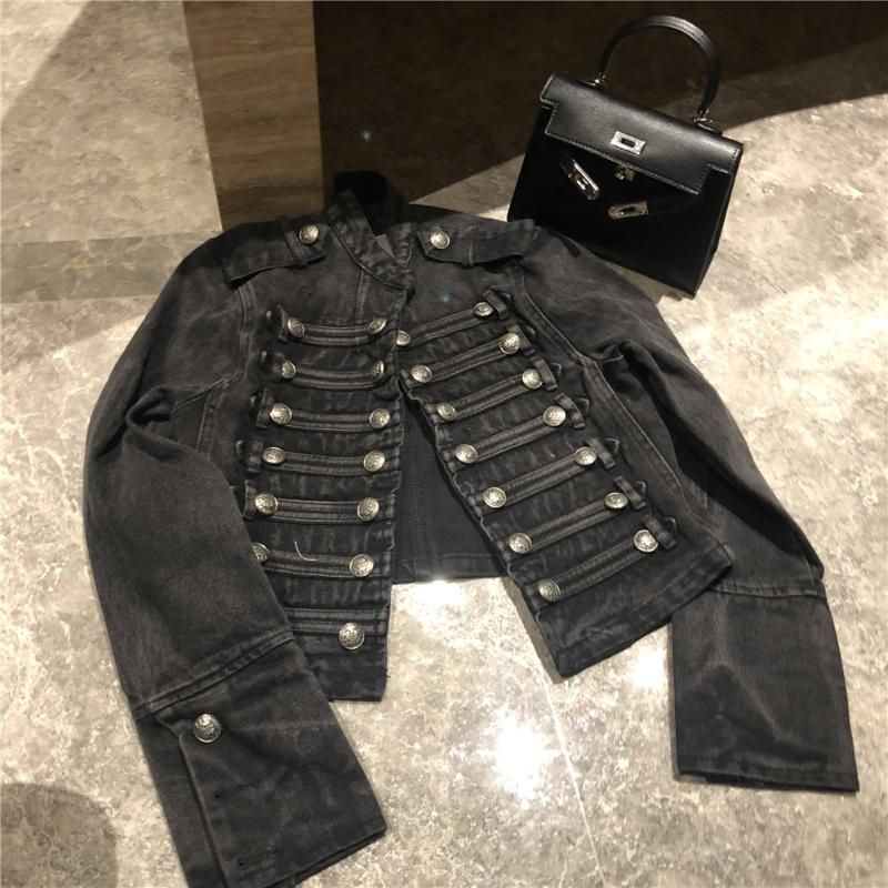 Womens Jackets Boho Inspired Military Style Denim Jacket Black Buttons  Supper Chic Coat Women 2022 Casual Winter Chaqueta From Shatangju, $40.31
