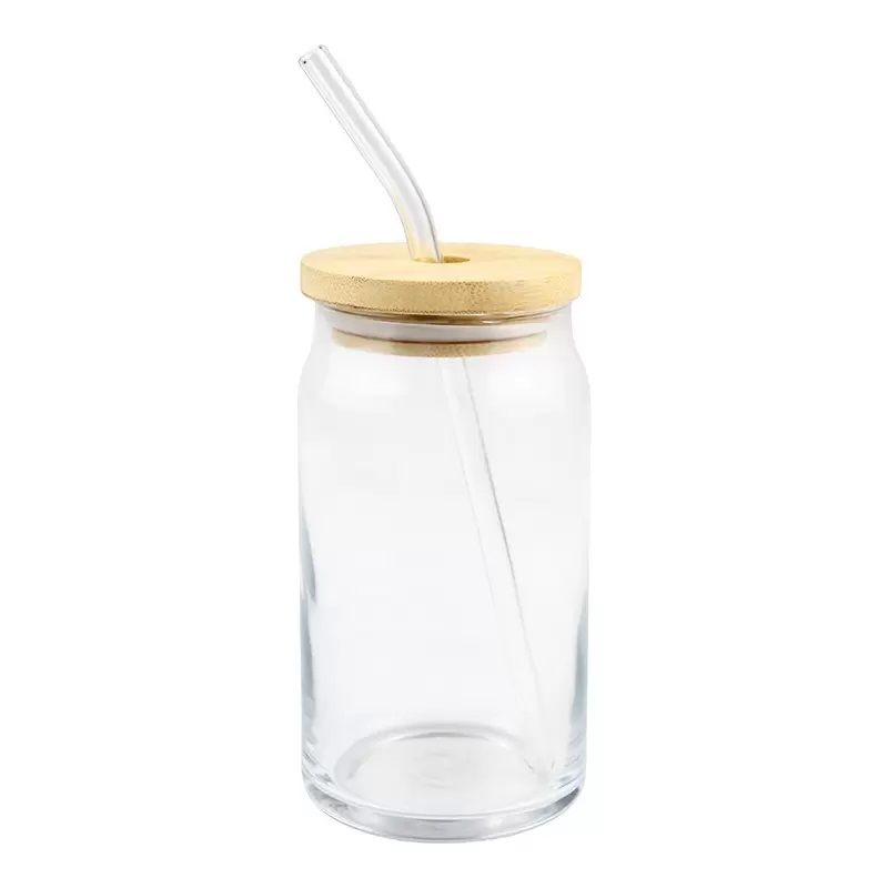 Clear With lid and glass straw