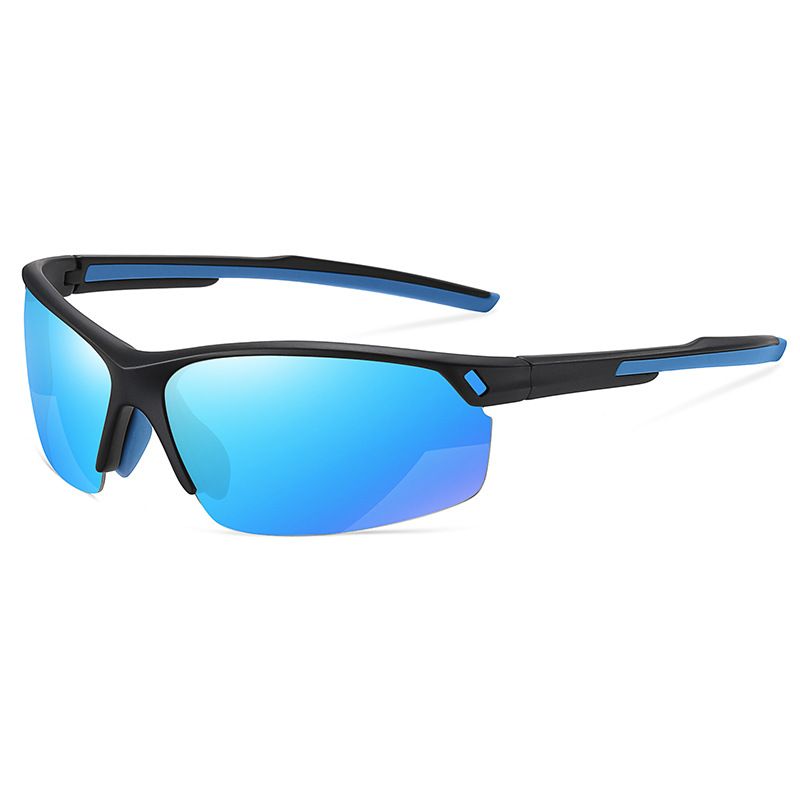 Black-framed ice blue lens