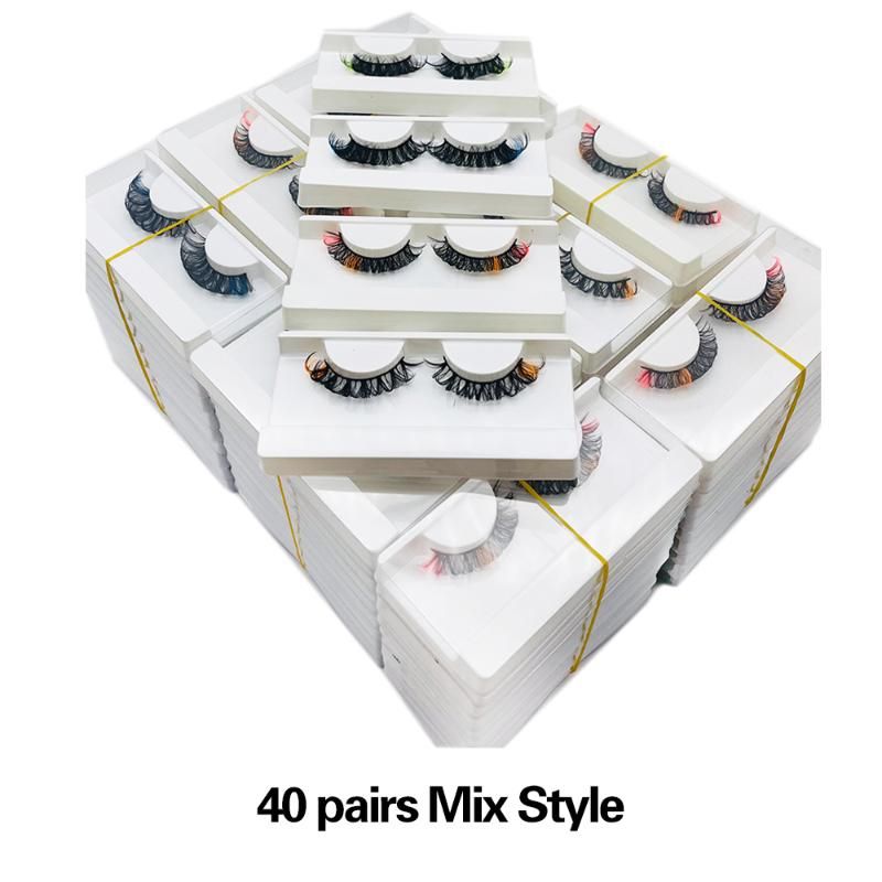 Colored Lashes 40 pairs Mix Style