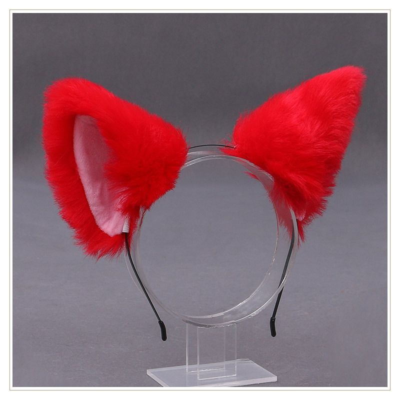 Folded Fox Ears-Red-Pink