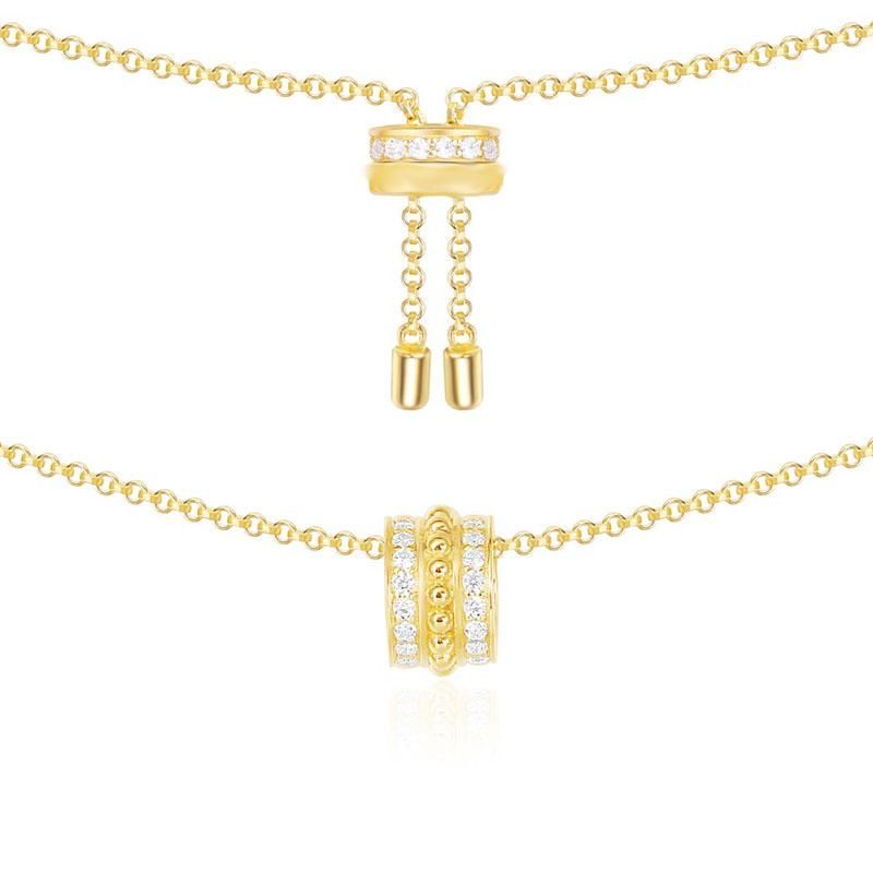 Collier La Belle Epoque en Argent Sterling Couleur Or Jaune avec Mini Créole Annea Micro Zircone Cubique Femme_voghion.com