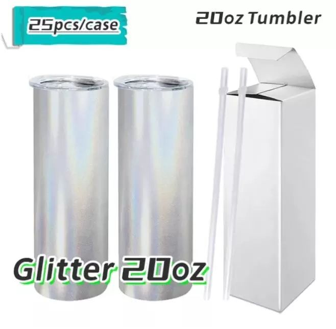 Tumbler branco de 20oz glitter (25pcs / case)