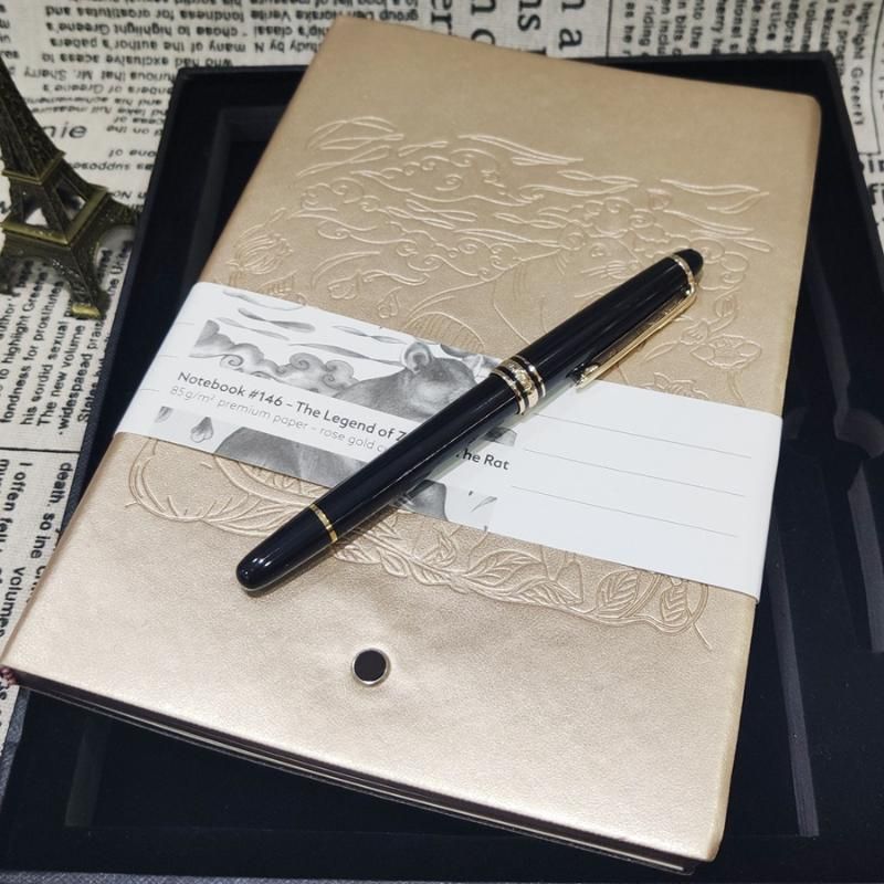 penna och anteckningsbok set svart porslin
