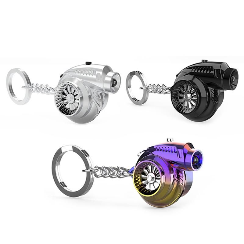 Interior Decorations Mini Turbo Turbocharger Keychain LED Light