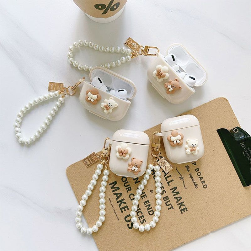 Simple Cherry Bear Decor TPU Headset Cases For Apple AirPods Pro Case Cute  Earphone Airpod Case 2nd Generation Cover With Pearl Bracelet Keychain From  Klasteco, $1.69