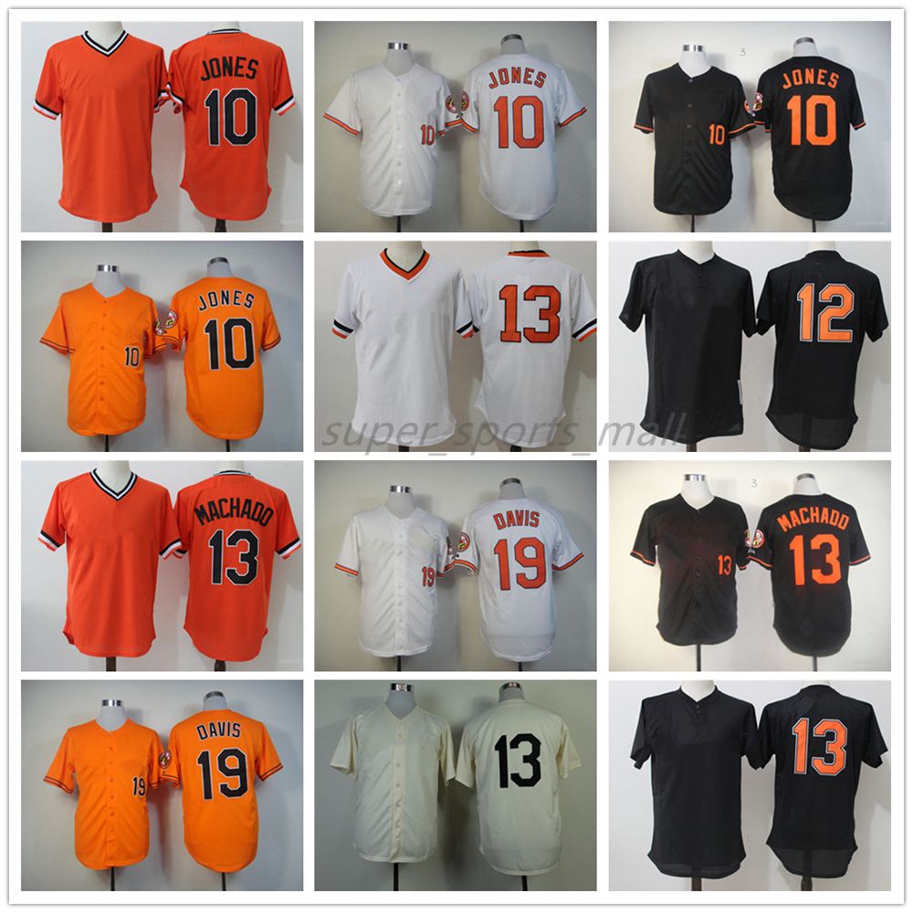Vintage College Baseball Wears Jersey 10 Adam Jones 12 Black Pullover