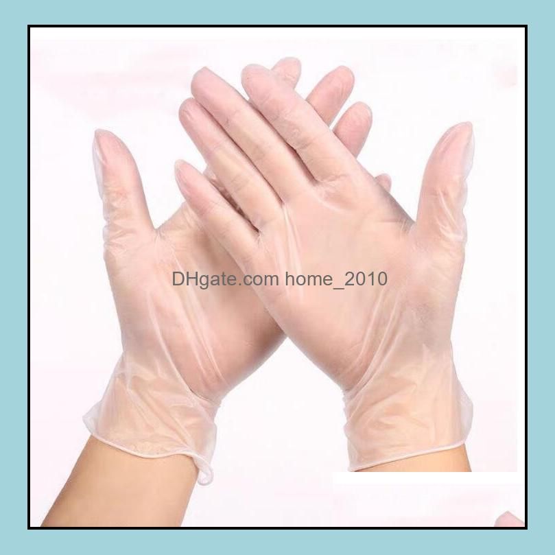 White, M Yamasaki 100PCS/Box Disposable Gloves Rubber Powder-Free PVC Transparent Gloves S/M/L