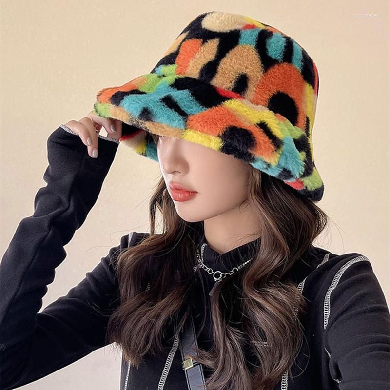  Rainbow Colors Womens Bucket Hat with Wide Brim Winter