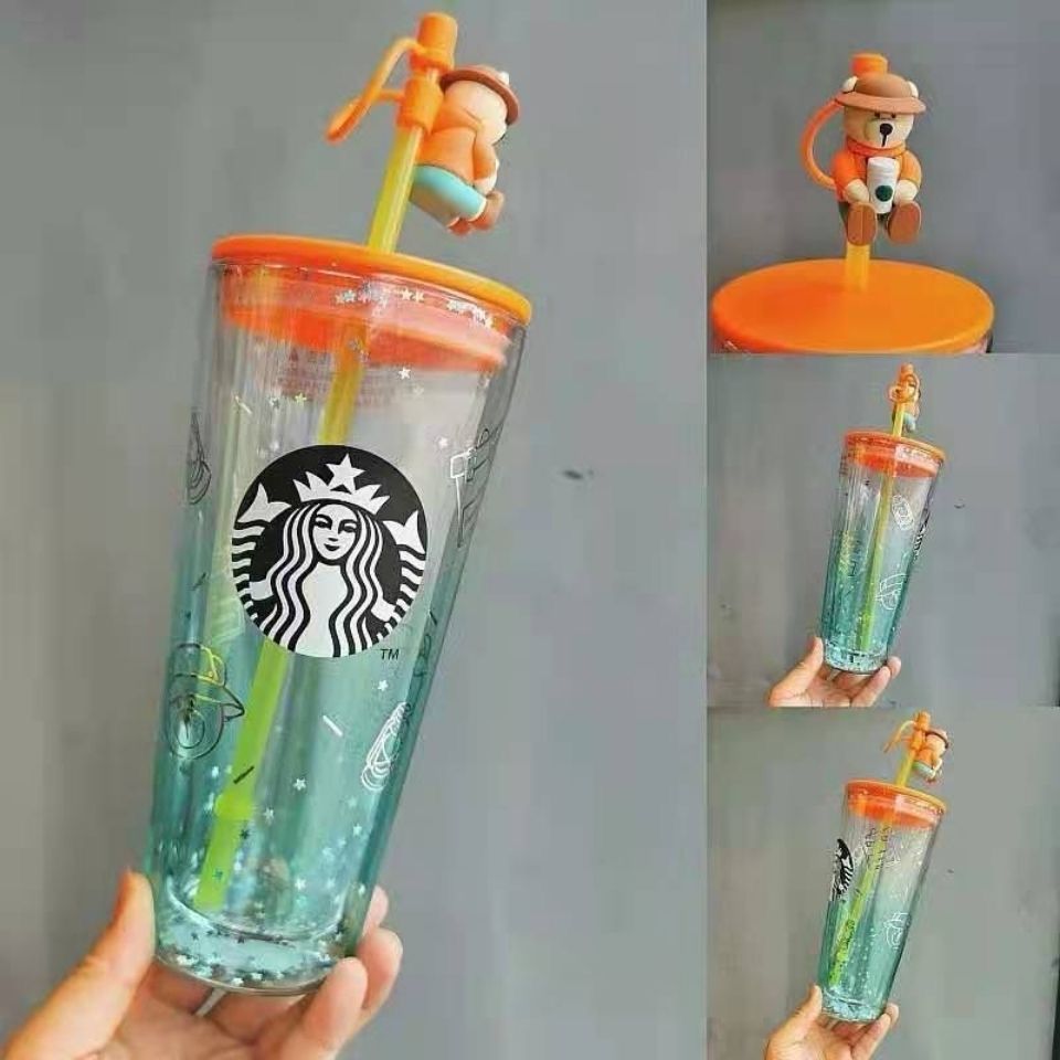 2023 Hot Starbucks Bear Glass Creative Coffee Cup Straw Cup