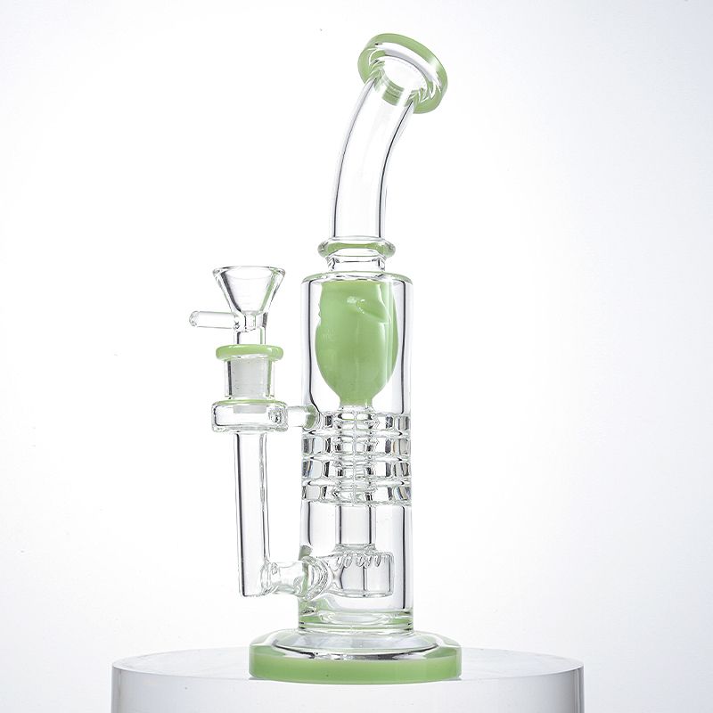Big Bong Glass Water Pipe with GRACE Logo Flower Thick White Jade Hookah Bowl Big Bong Glass Water Pipe with GRACE Logo Flower Thick White Jade Hookah Bowl