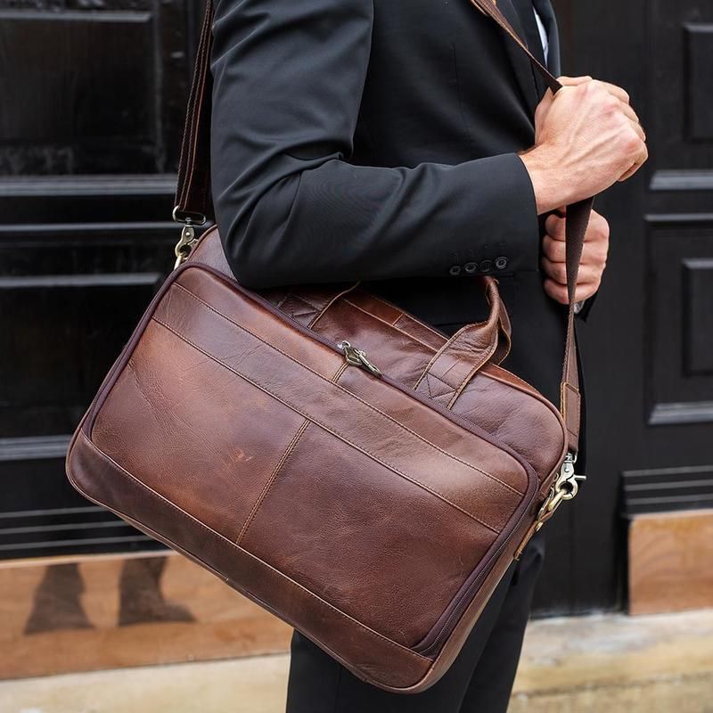 WESTAL bag men's genuine leather men's briefcase laptop bag leather office  bags for men's documents bussiness briefcase handbag